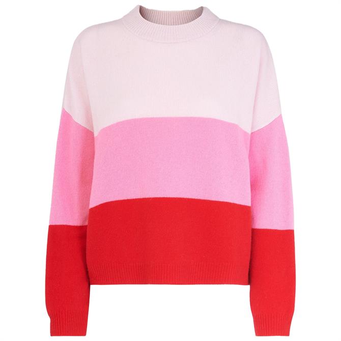 Whistles Pink Stripe Knitted Wool Sweater